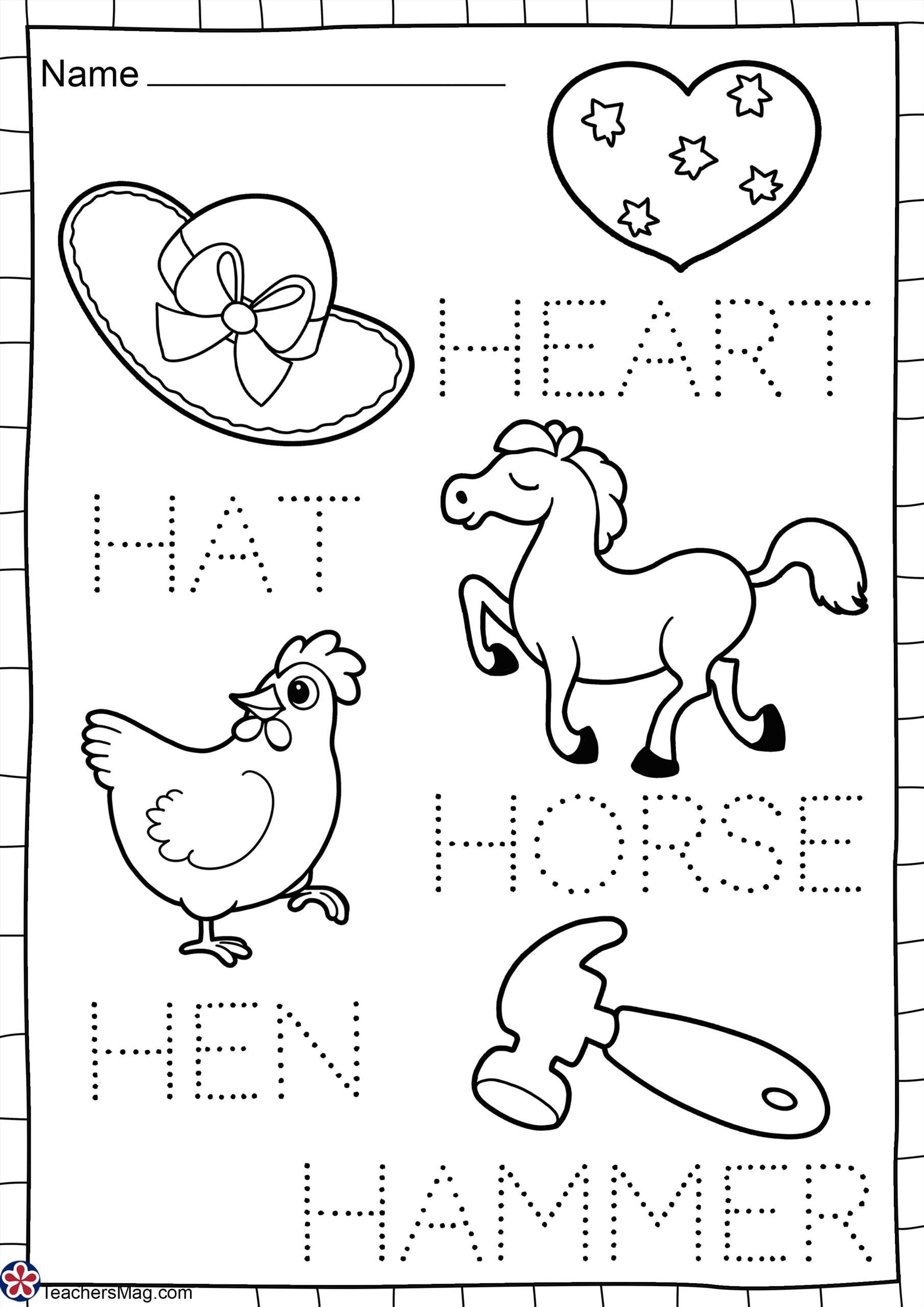 letter h color sheet