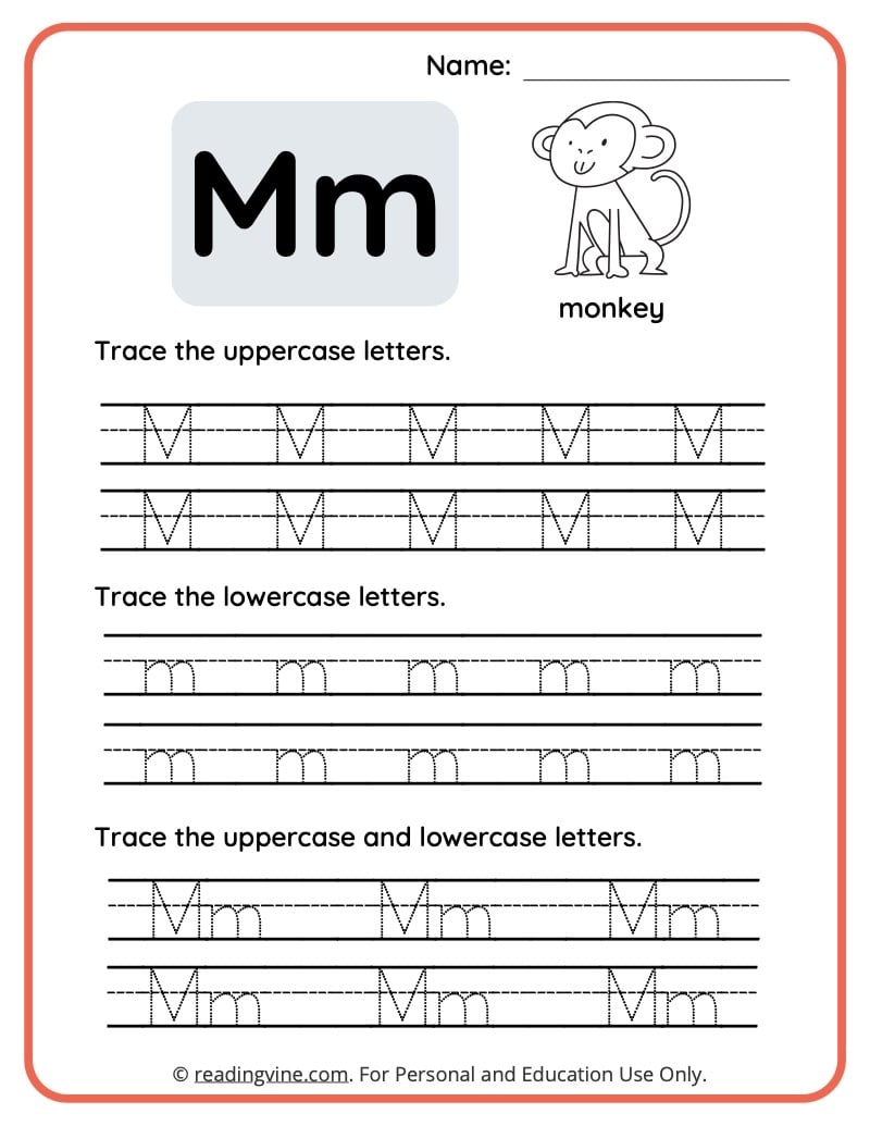 letter m printable worksheets