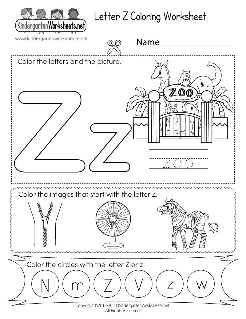 z pictures to color
