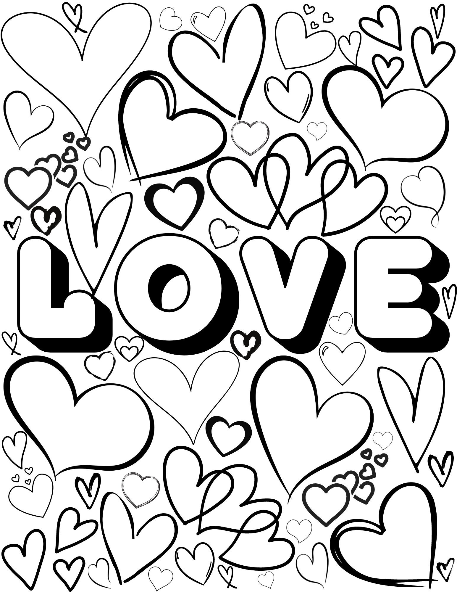 Love Coloring Page Digital Download Printable Heart Adult Fun Relaxing Art Etsy UK