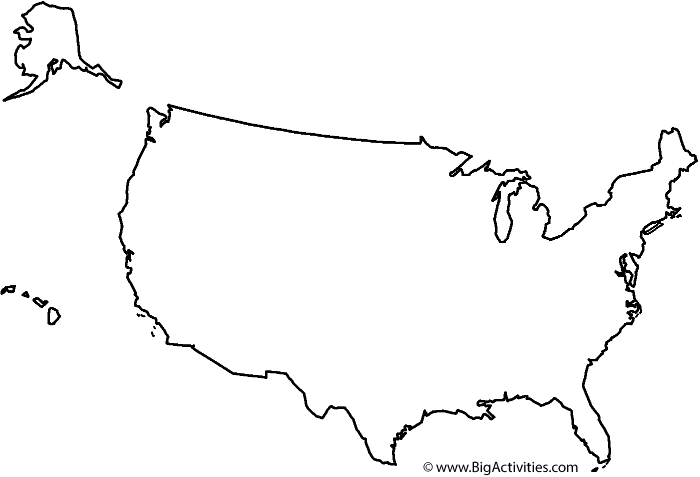 Map Of The United States With Title Coloring Page Independence Day 