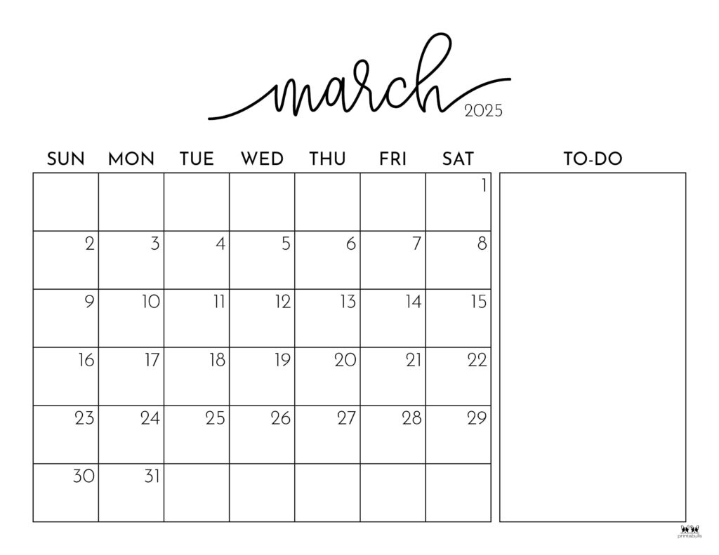 March 2025 Calendars 107 FREE Printables Printabulls