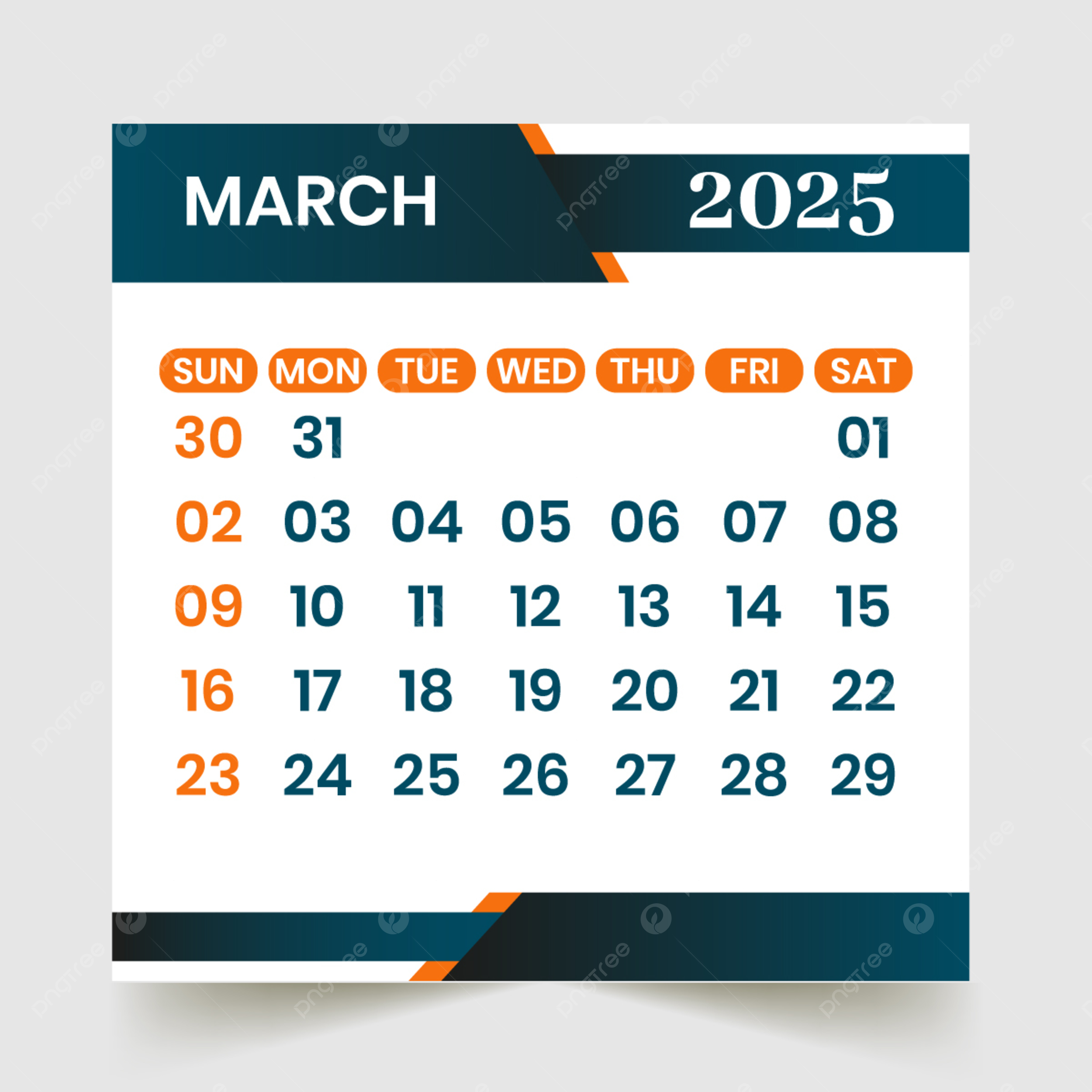 March Month Calendar 2025 Vector Template Download On Pngtree