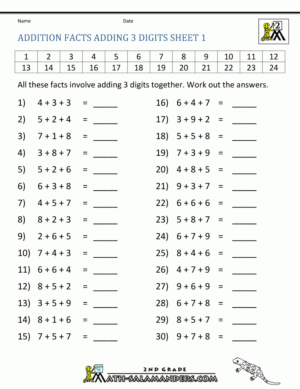 printable addition worksheets