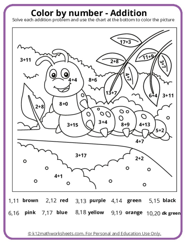 colouring worksheet for kg