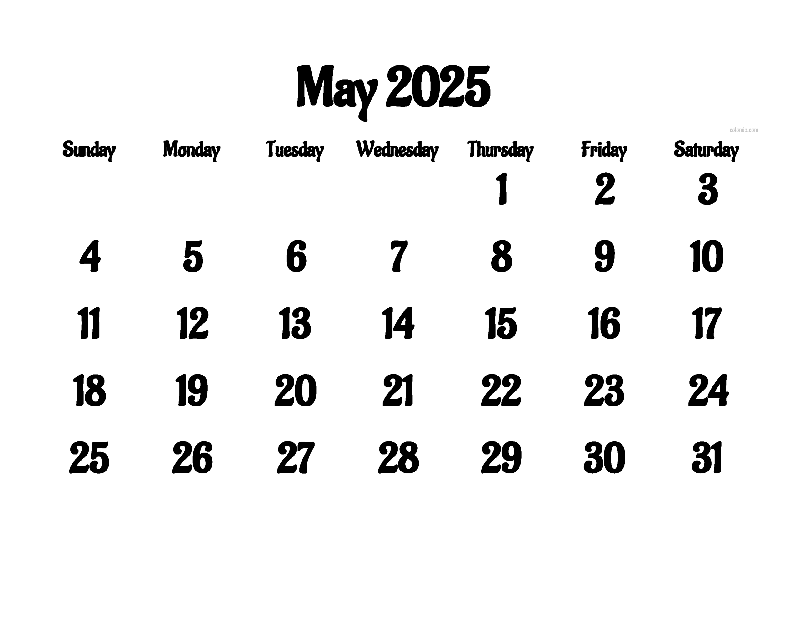 May Calendar 2025 Free Printable PDF XLS And PNG May Calendar 2025 Free Printable PDF XLS And PNG