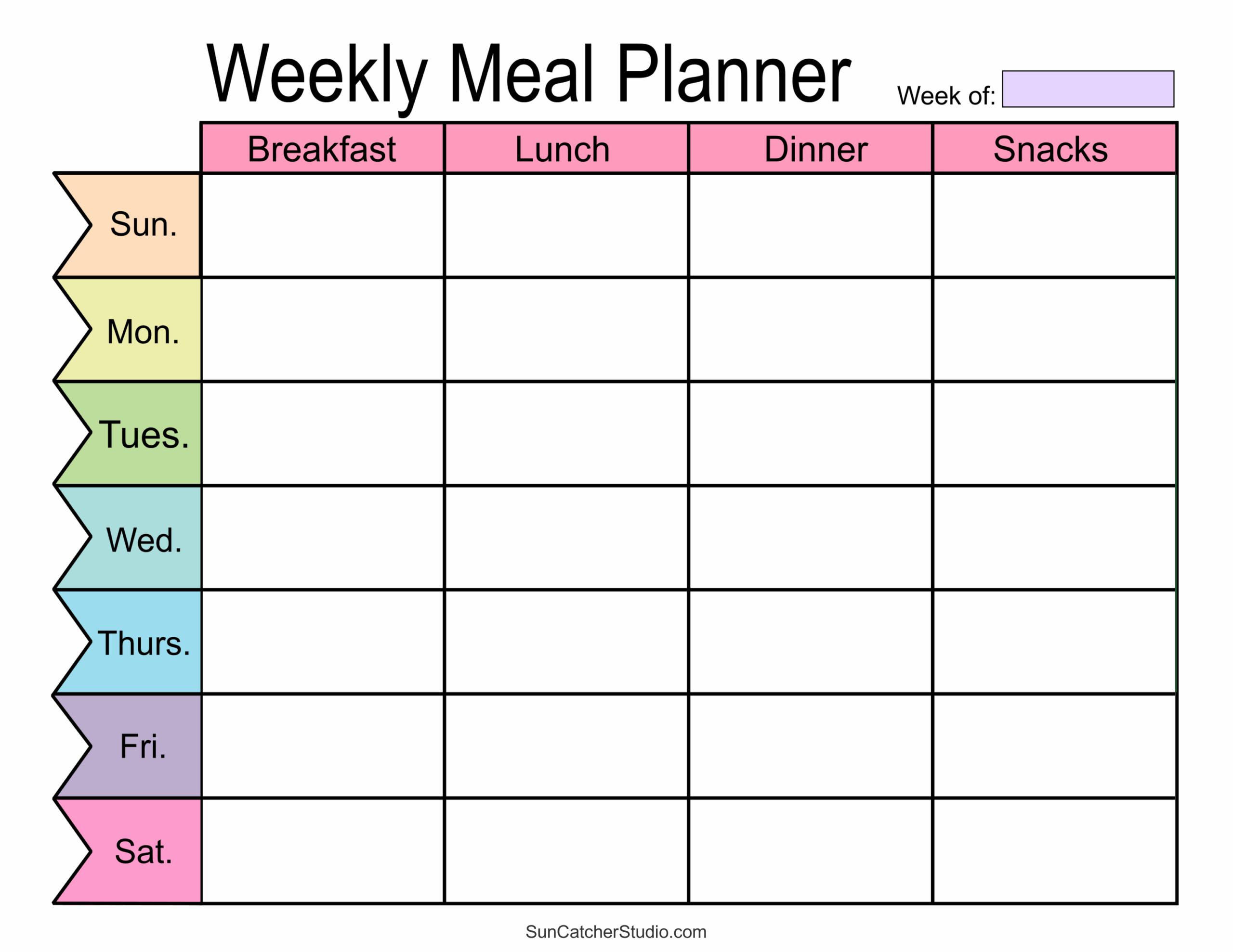 menu planner template free