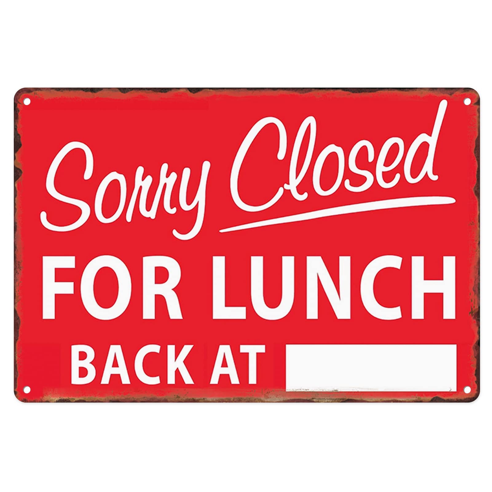 Metal Tin Sign Vintage Sorry Closed For Lunch Back At Notice Gone To Lunch For Store Office Hotel Cafe And Pub Wall Decor 12x8 Inch Amazon de Home Kitchen