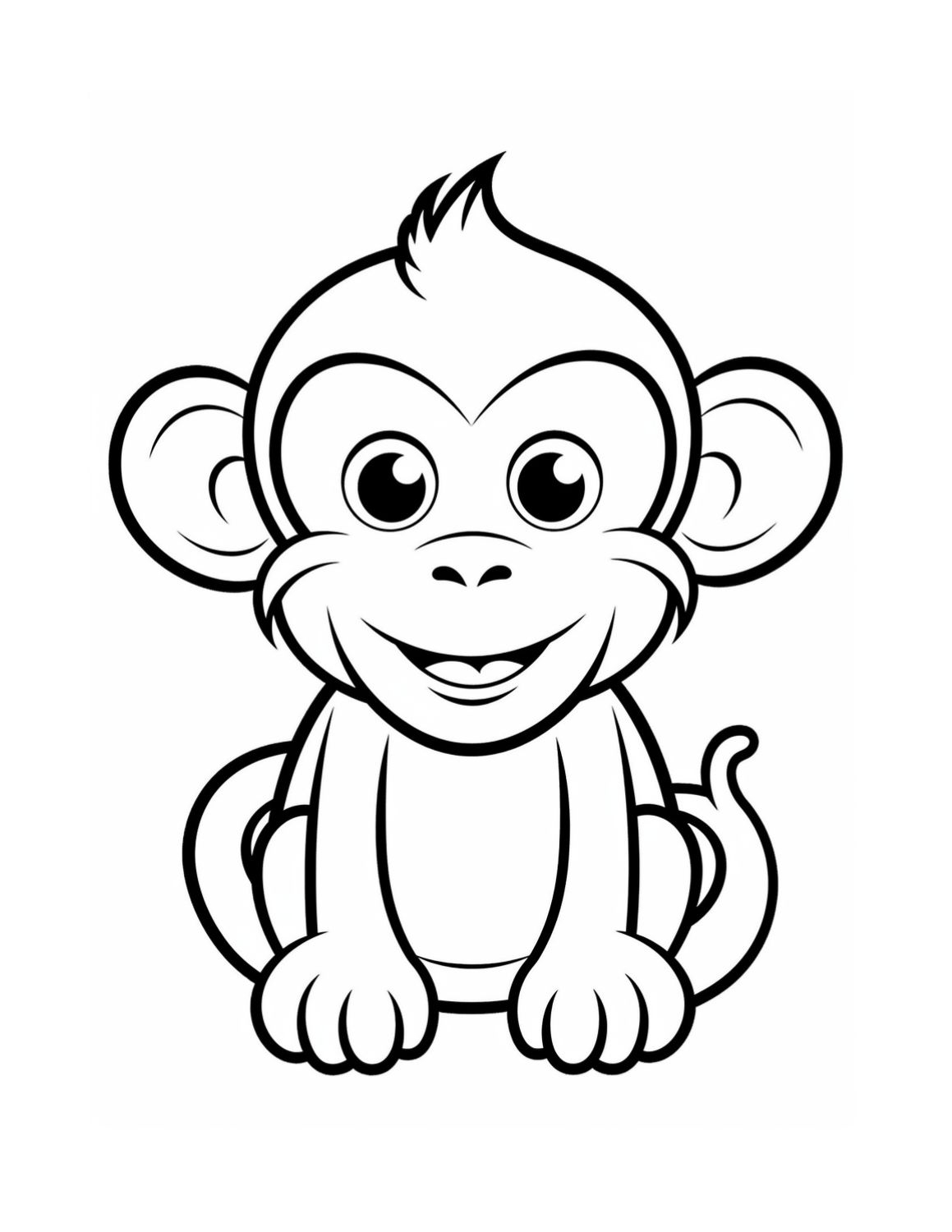 monkey colouring in pages