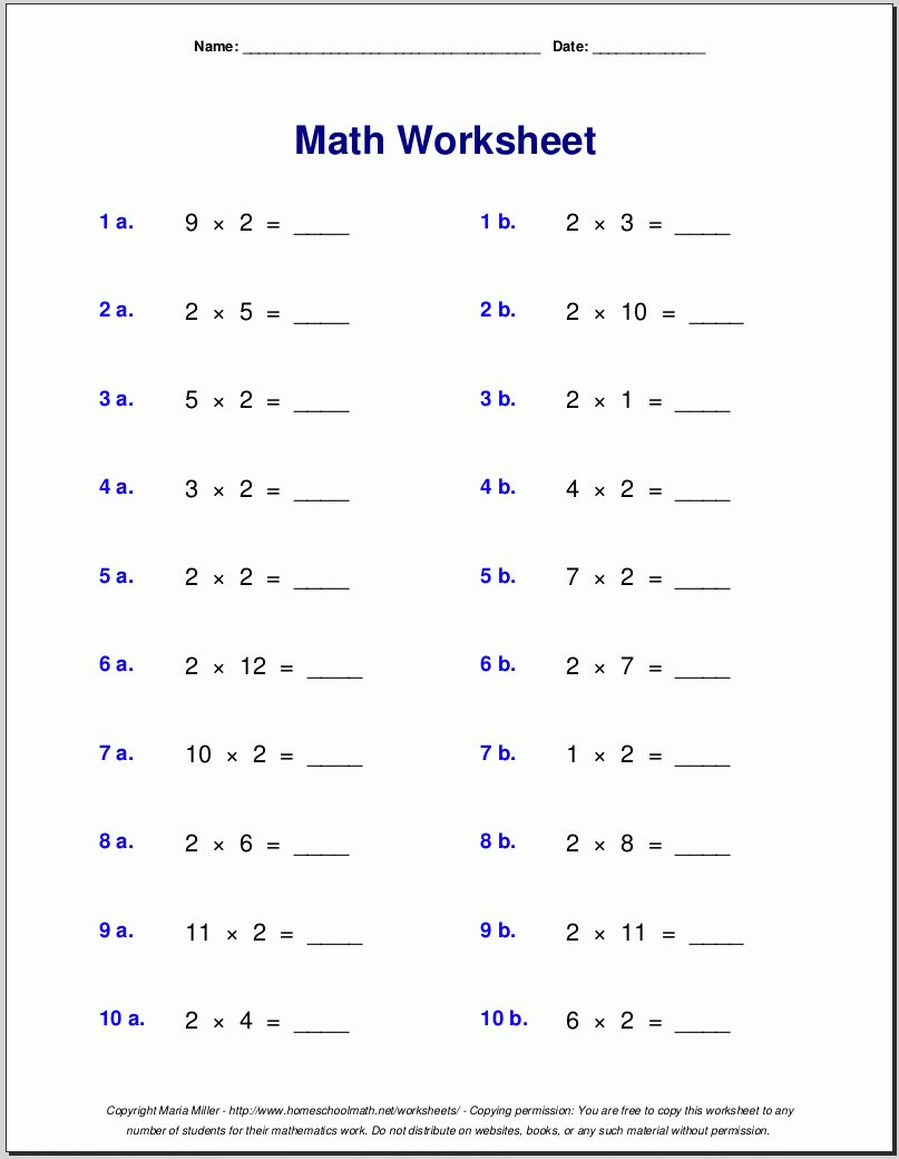 Multiplication Worksheets For Grade 3