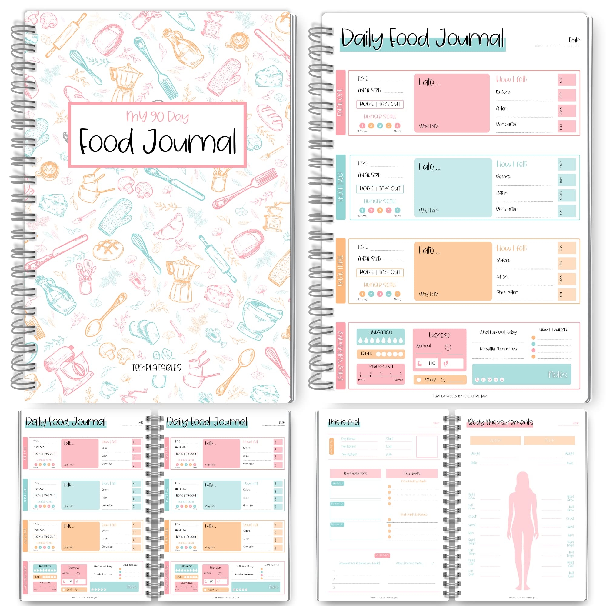 My 90 Day Food Journal Daily Food Journal 90 Day Meal Tracker Planner Fitness Diet