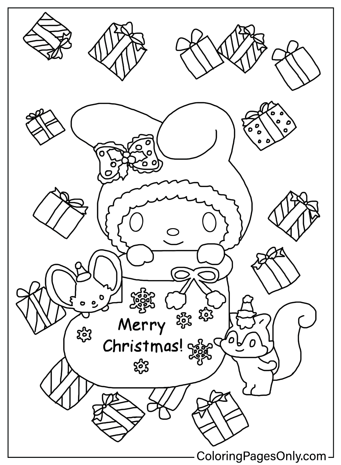 My Melody Christmas Coloring Pages