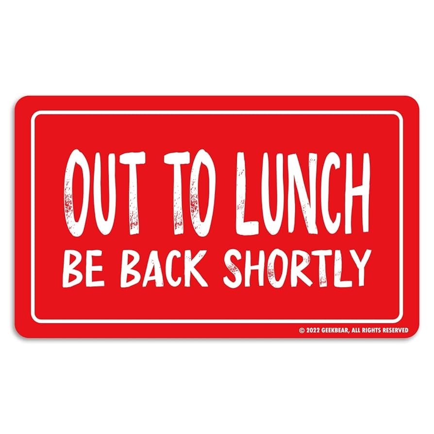OUT TO LUNCH SIGN Red Unique Premium Acrylic Design With Rope Visible And Durable Perfect For Business Retail Office And Home Amazon au Kitchen Dining