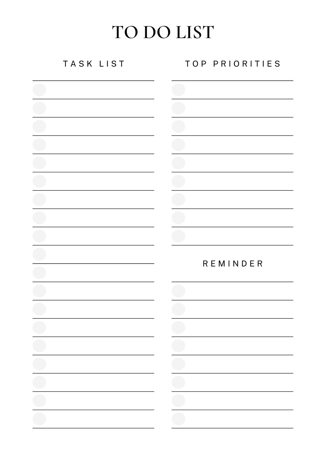 sample to do list