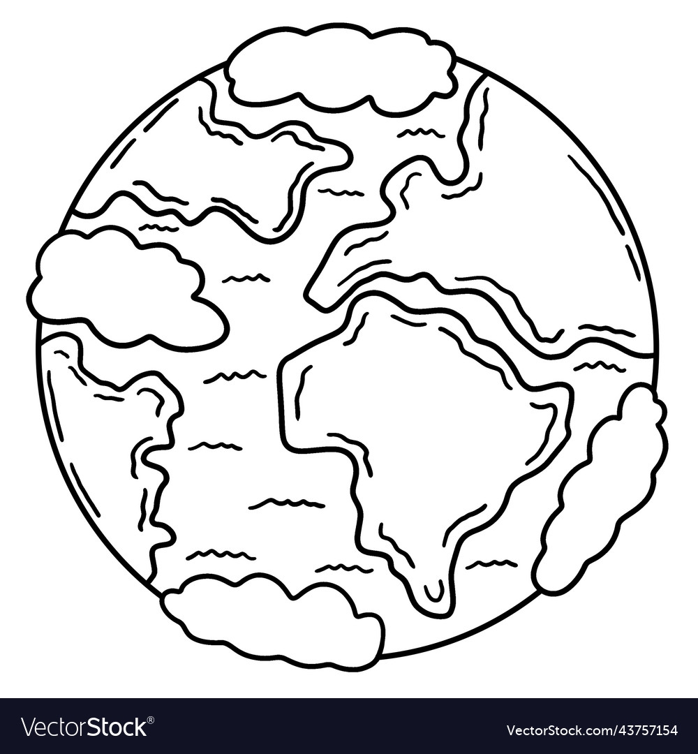 Planet Earth Isolated Coloring Page For Kids Vector Image Planet Earth Isolated Coloring Page For Kids Vector Image