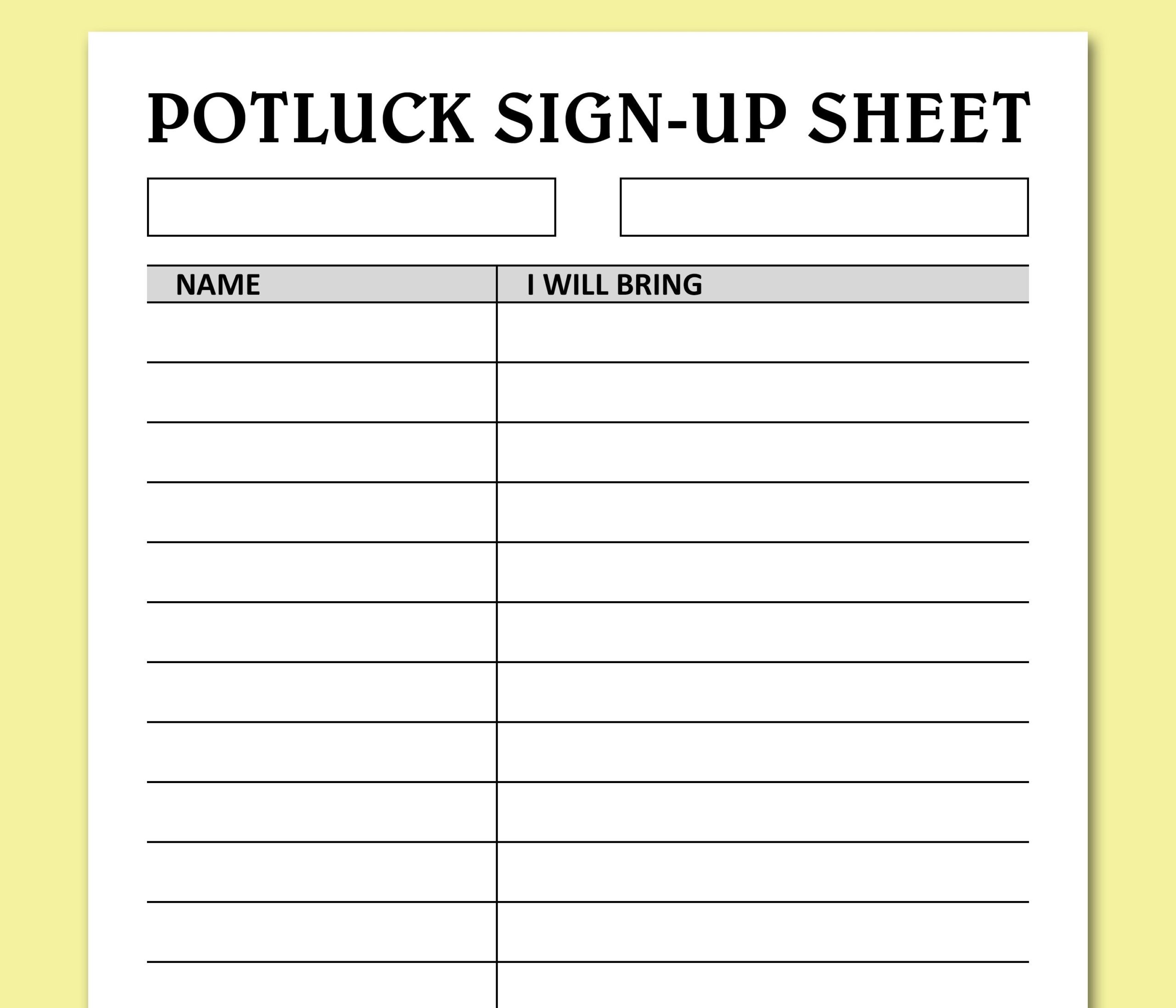 Potluck Sign Up Sheet Feiertage Events Potluck Brunch Dinner Party Food Signup Organizer Instant Download Letter A4 PDF Etsy de