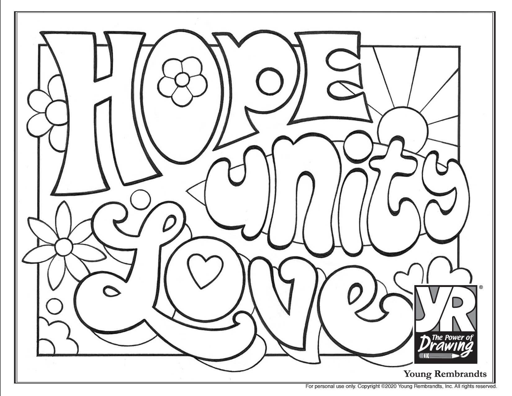 Powerful Words Coloring Page Young Rembrandts Shop