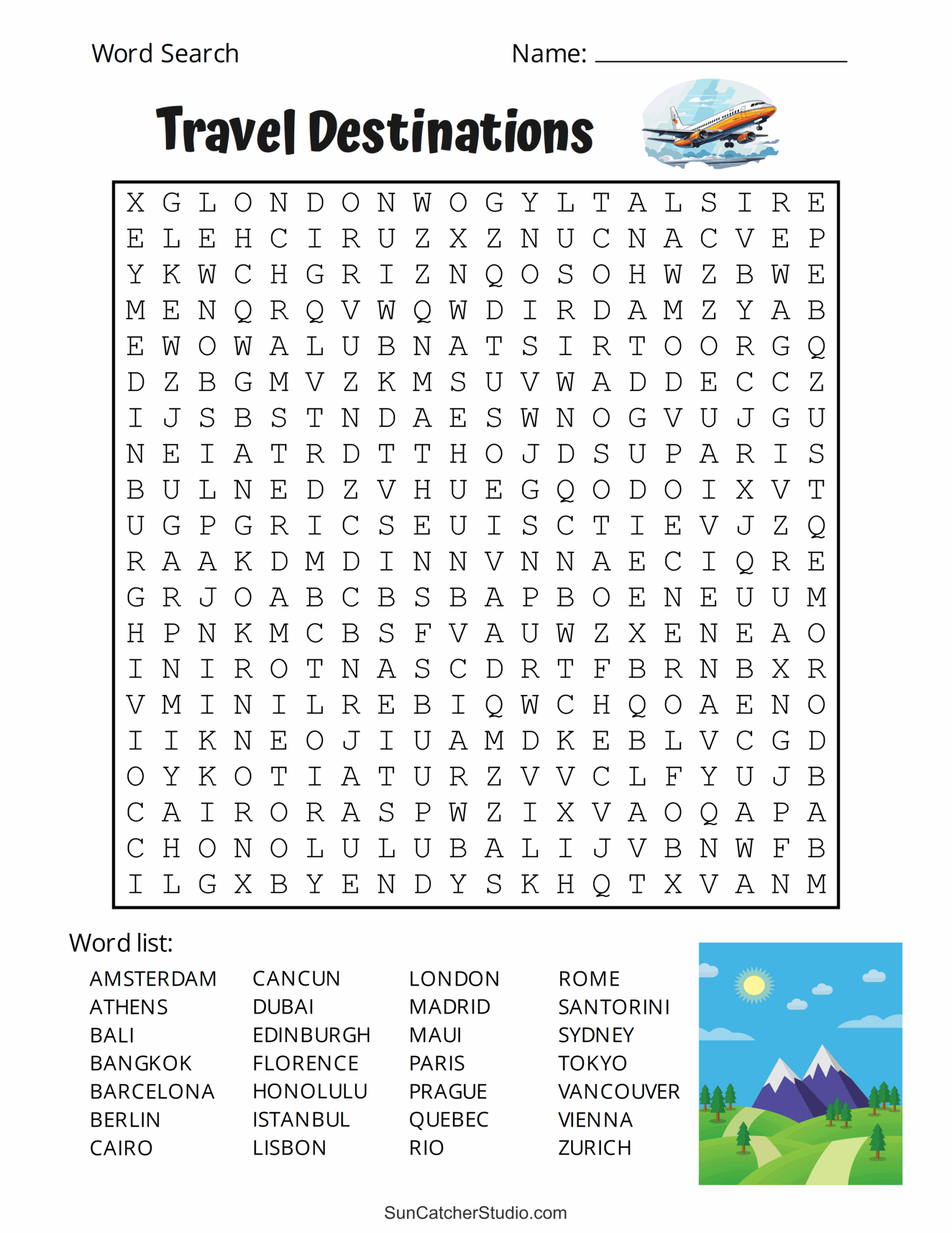 word find activity sheets