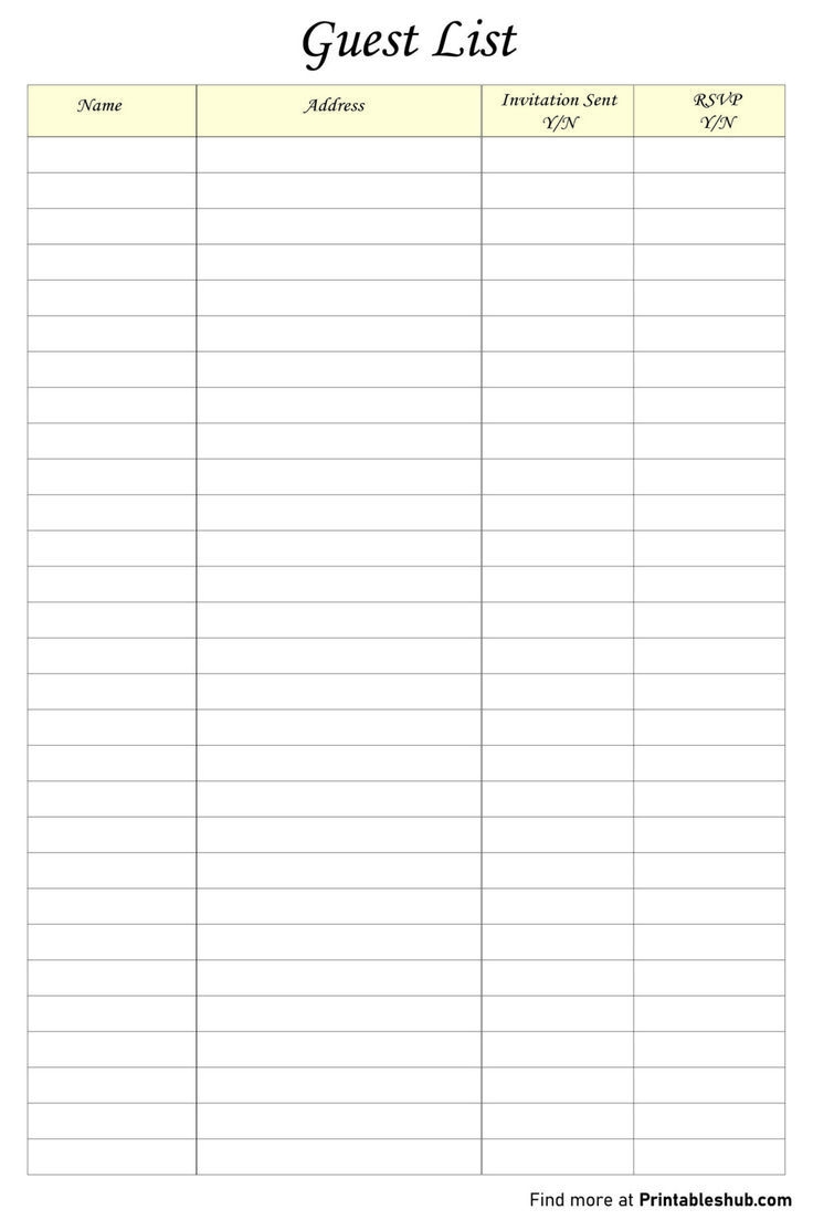 wedding guest list template