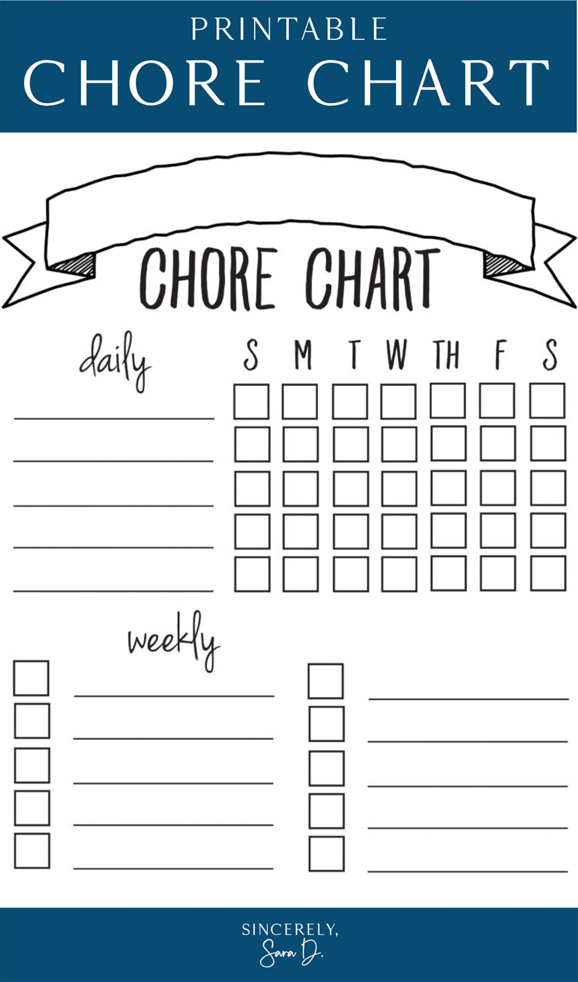 printable children's chore chart