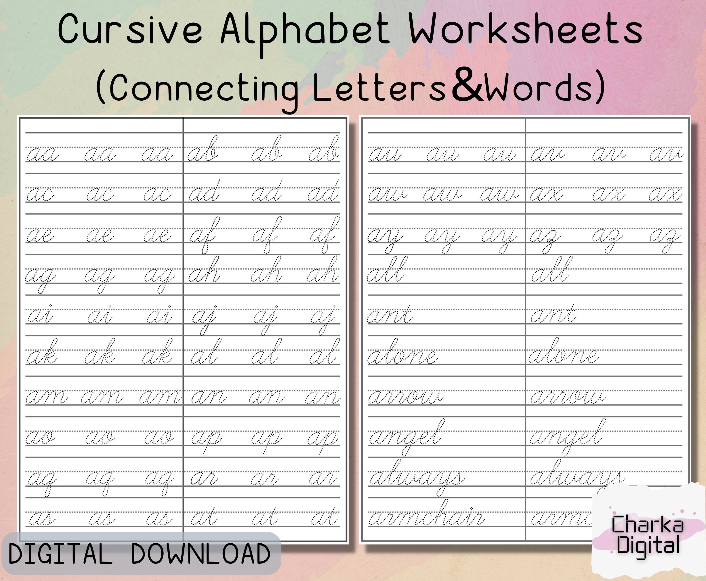 cursive letters worksheets printable