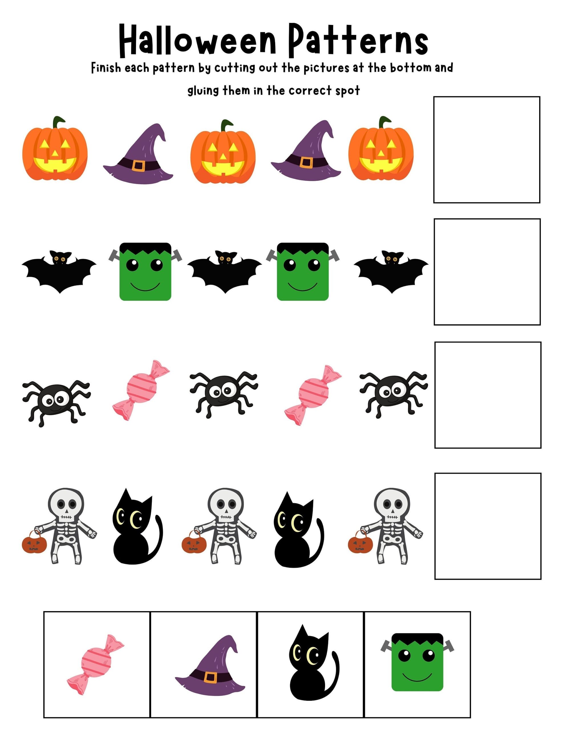 Printable Halloween Pattern Worksheet Fun Preschool Or Kindergarten Halloween Activity Finish The Pattern Activity For Kids Etsy