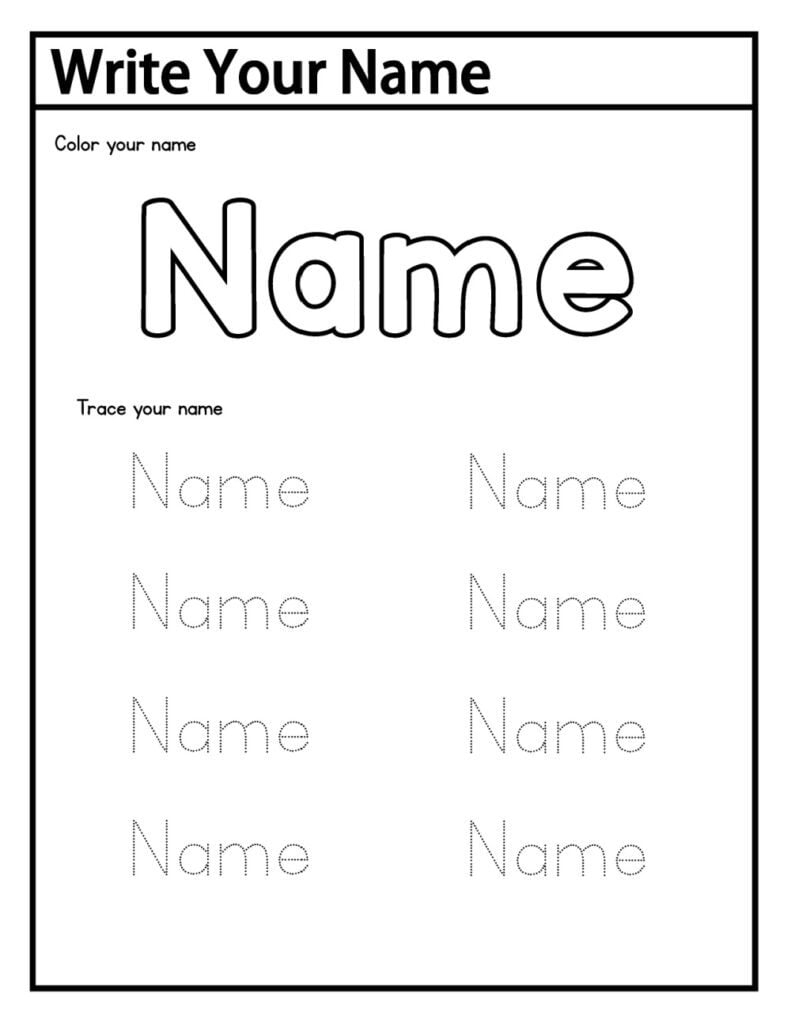 trace your name worksheet