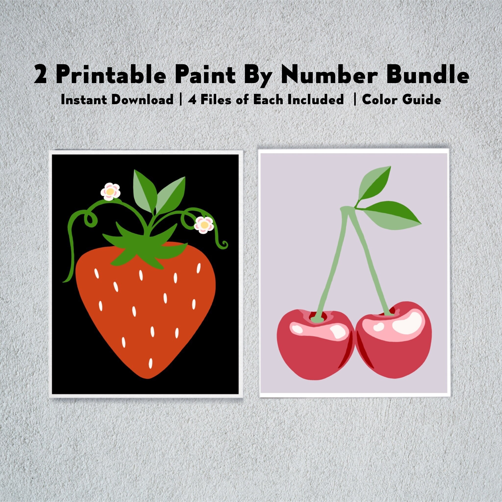 Printable Red Fruits Paint By Number Kit For Adult Beginners Bundle Etsy