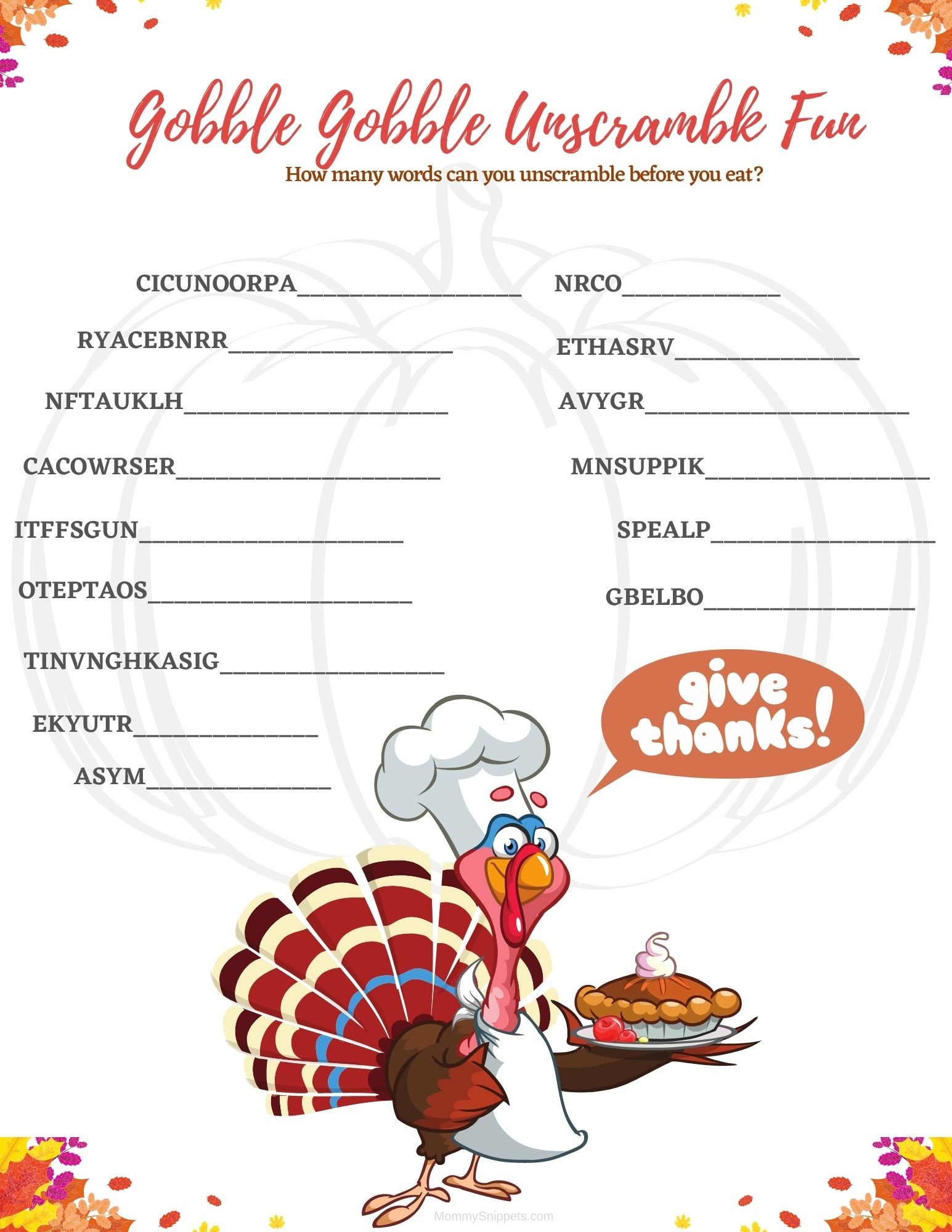 thanksgiving printables worksheets