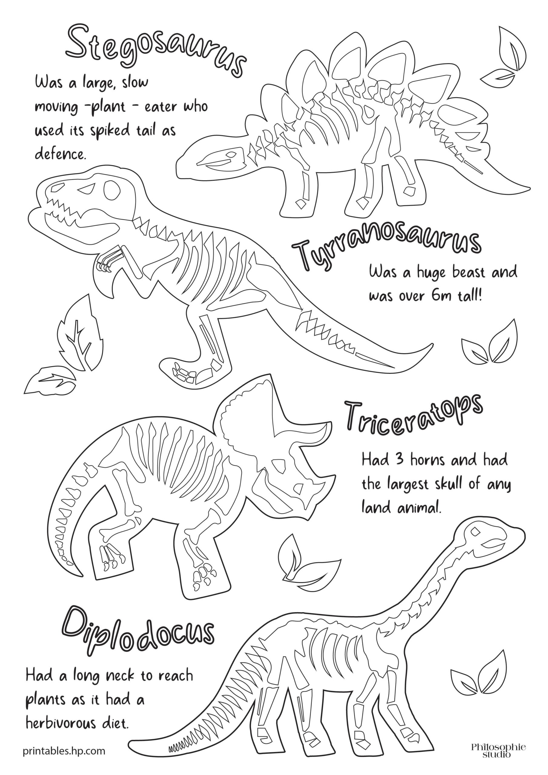dinosaur color pages printable