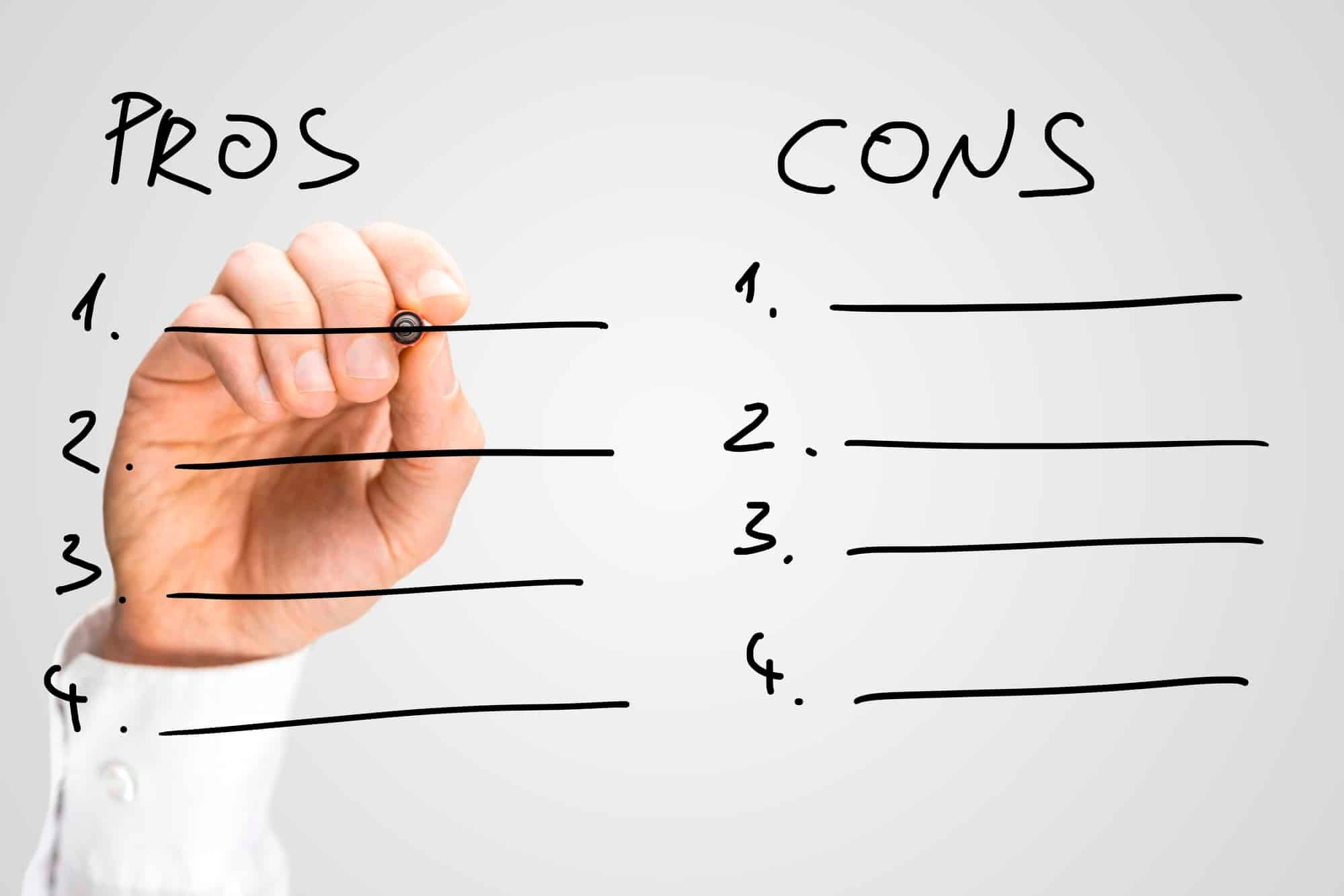 Pros And Cons List Make Tough Decisions Easier