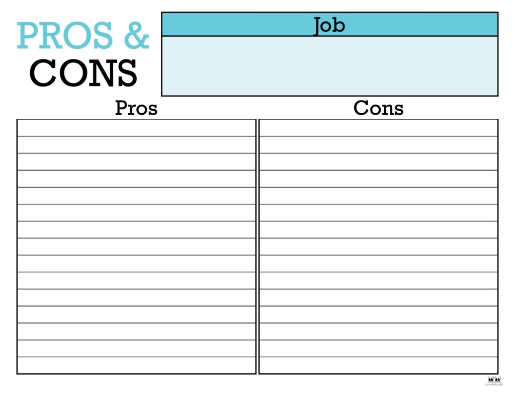 pros and cons list template