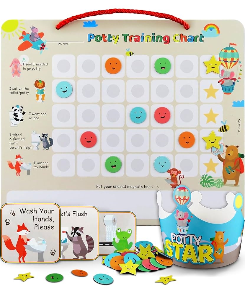 PUTSKA Potty Training Reward Chart Reward Charts For Children Behavior With 35 Reusable Magnetic Stickers Animal Toilet Training Reward Chart For Toddlers Kids Reward Chart And Stickers For Boys Buy Online
