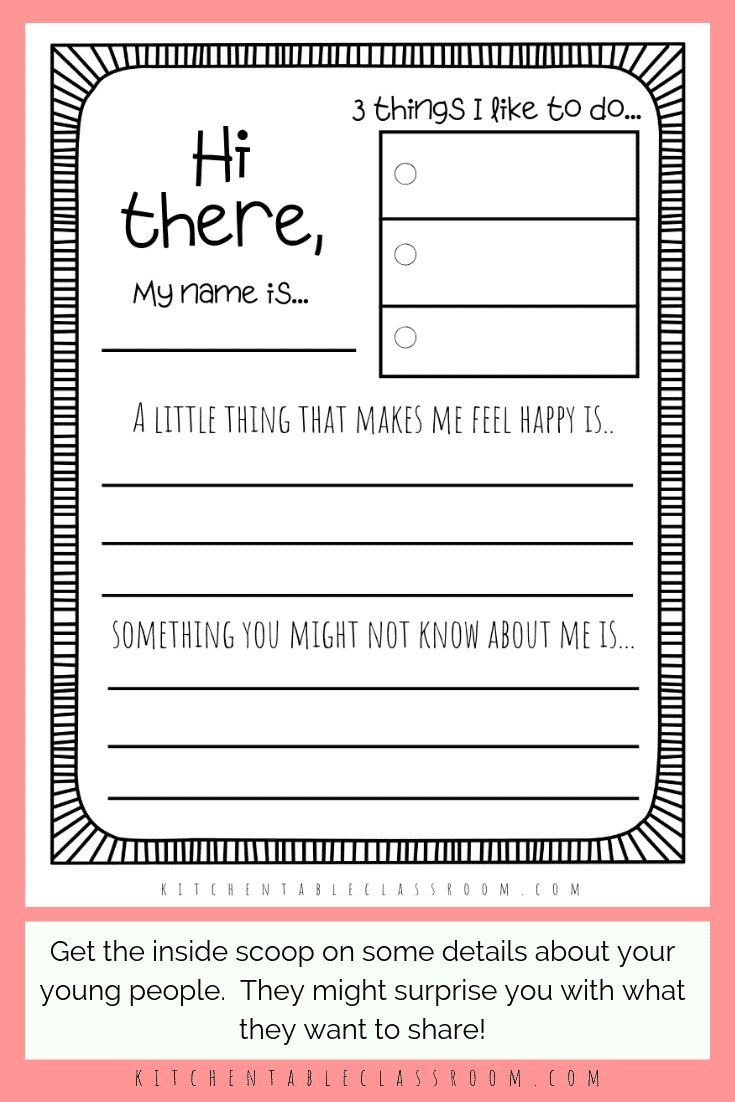 Questions That Connect 5 Free Printable Get To Know You Pages The Kitchen Table Classroom