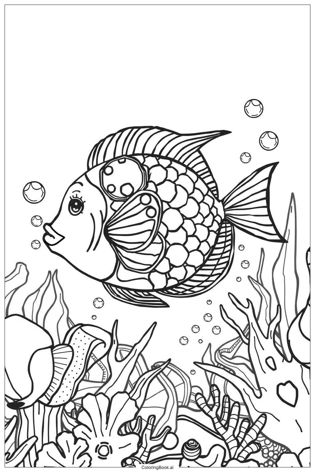 Rainbow Fish With Sparkling Scales 2 Coloring Page Free PDF PNG Printable 