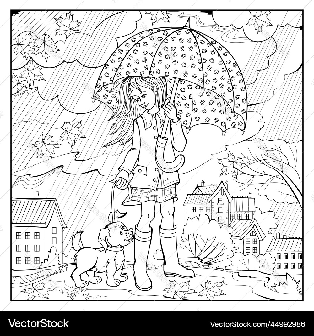 rainy day coloring sheet