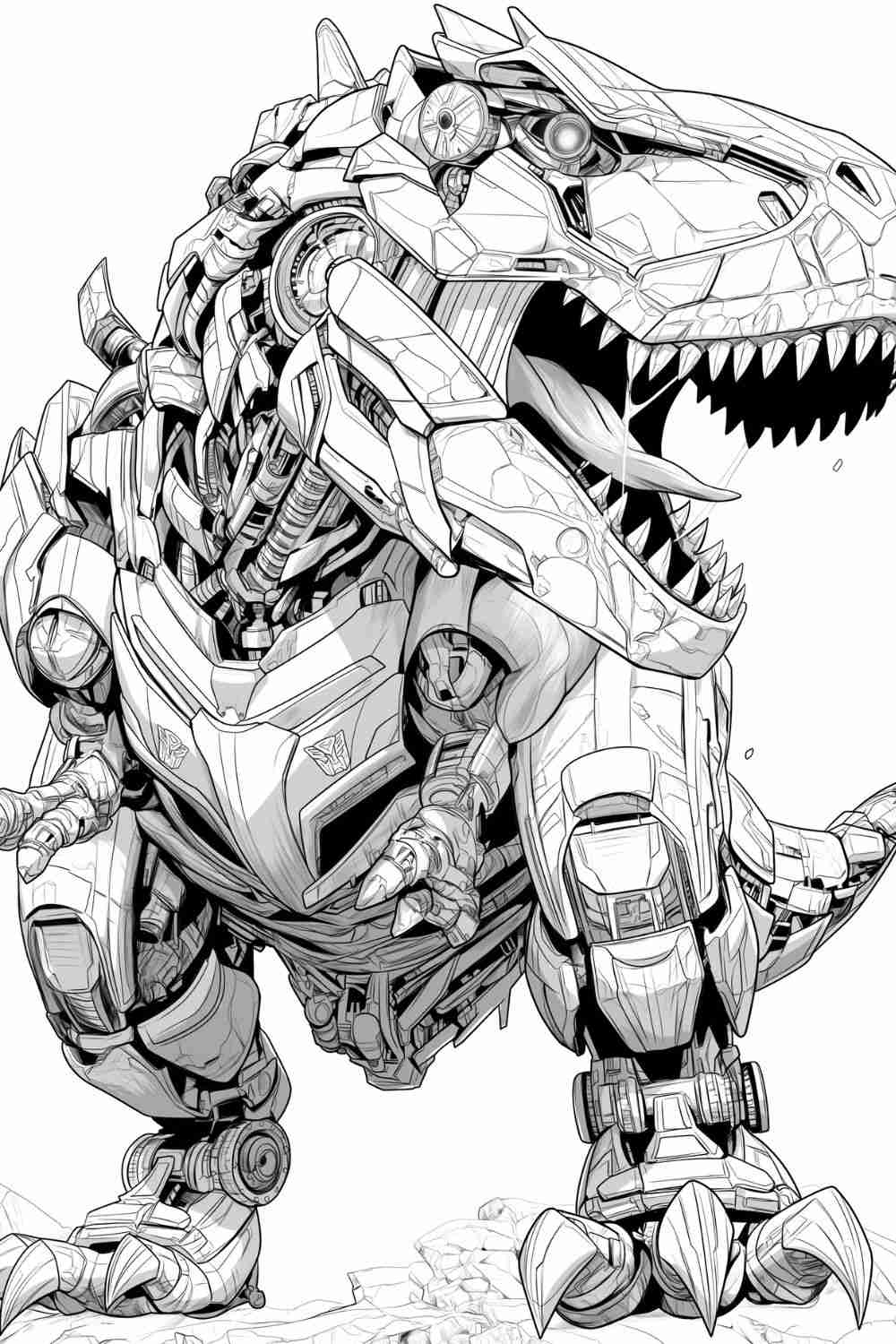 Robot Dino T Rex Coloring Page Free Printable For Kids Teens