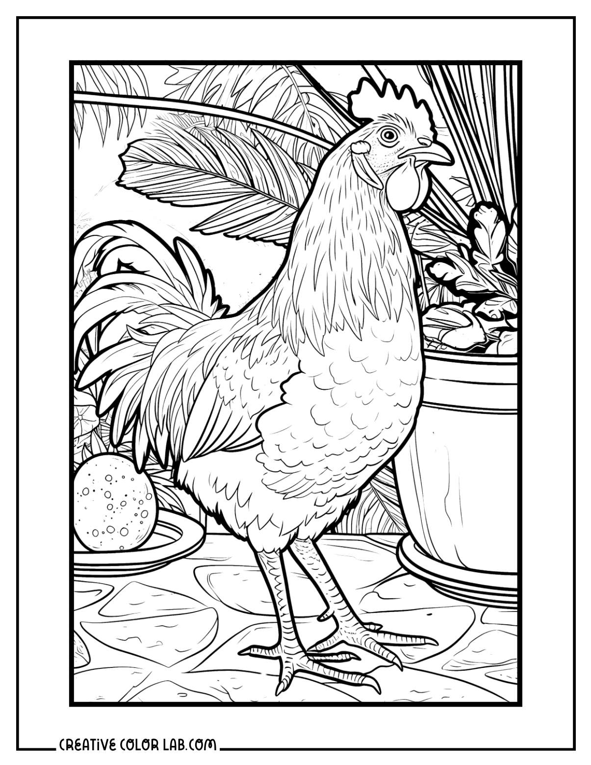 colouring pages of hen