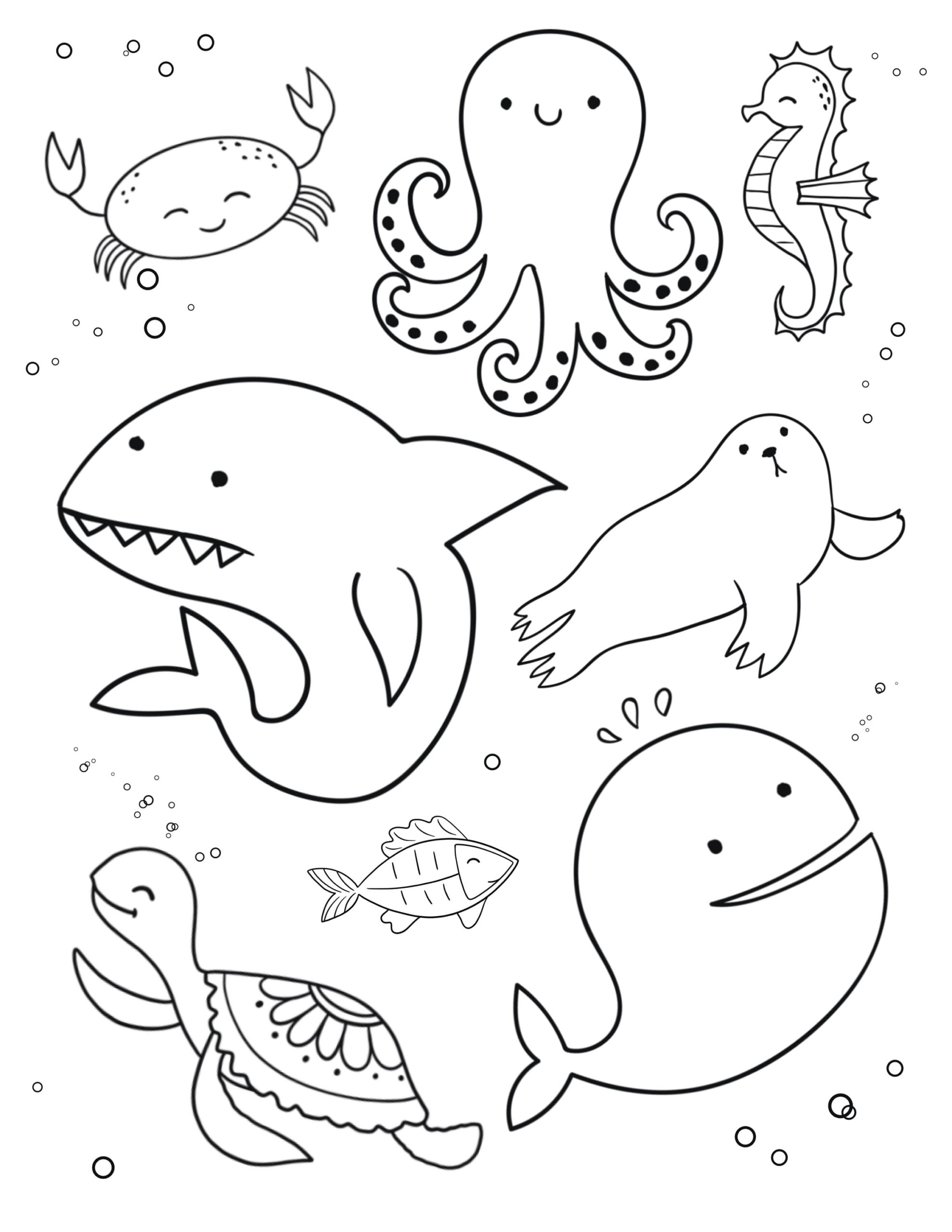 Sea Animal Coloring Page Ocean Life Printable PDF Etsy Australia