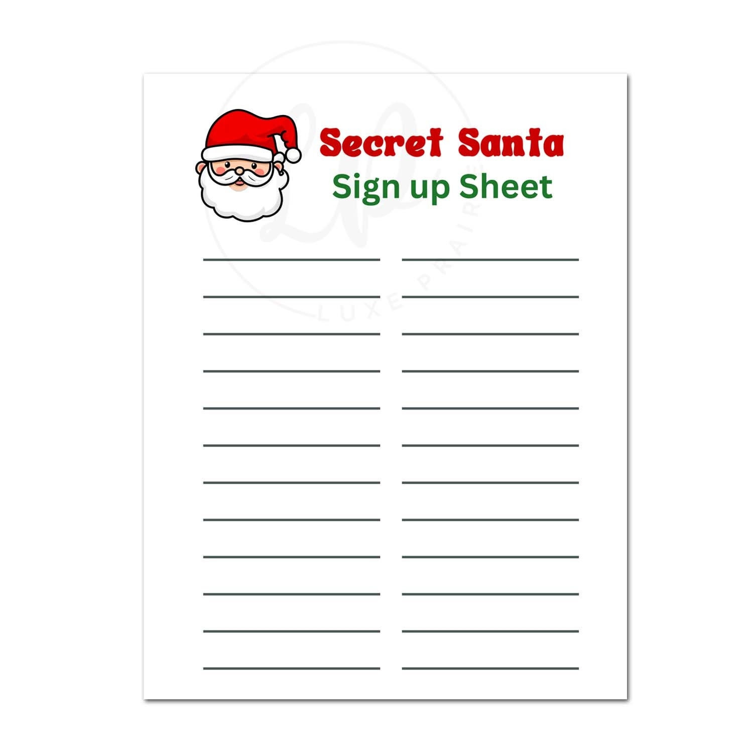 Secret Santa Printable Work Secret Santa Gift Exchange Secret Santa Sheet Sign Up Printable Class Secret Santa Family Christmas Party Etsy Australia