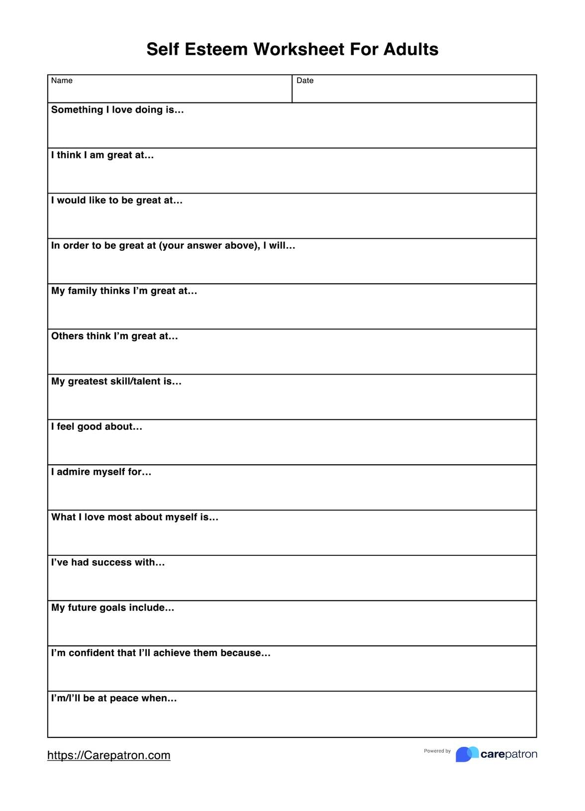 template worksheets for adults