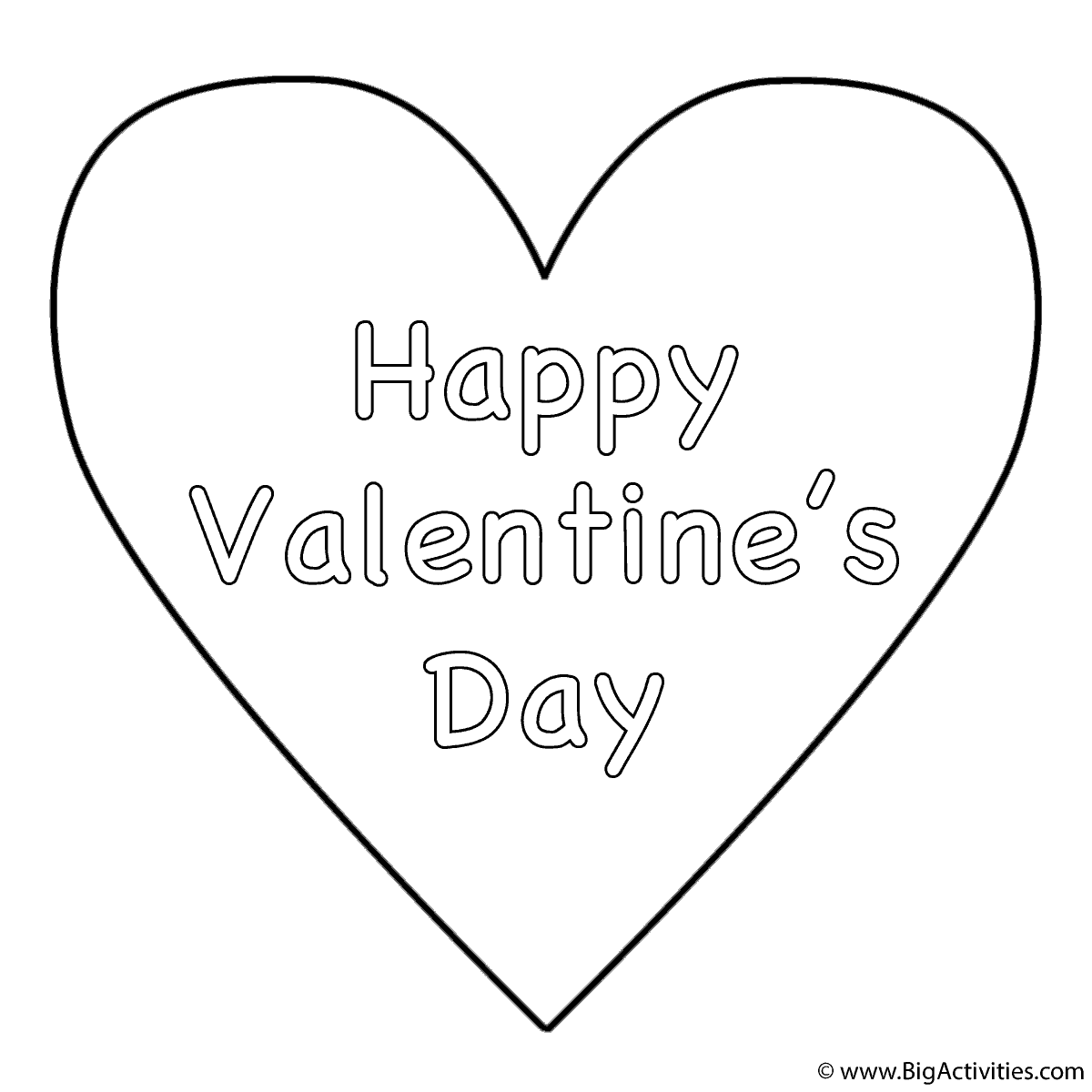 Simple Heart Happy Valentine s Day Coloring Page Valentine s Day