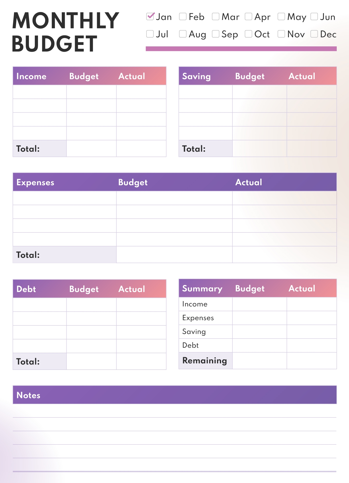 monthly budget template free