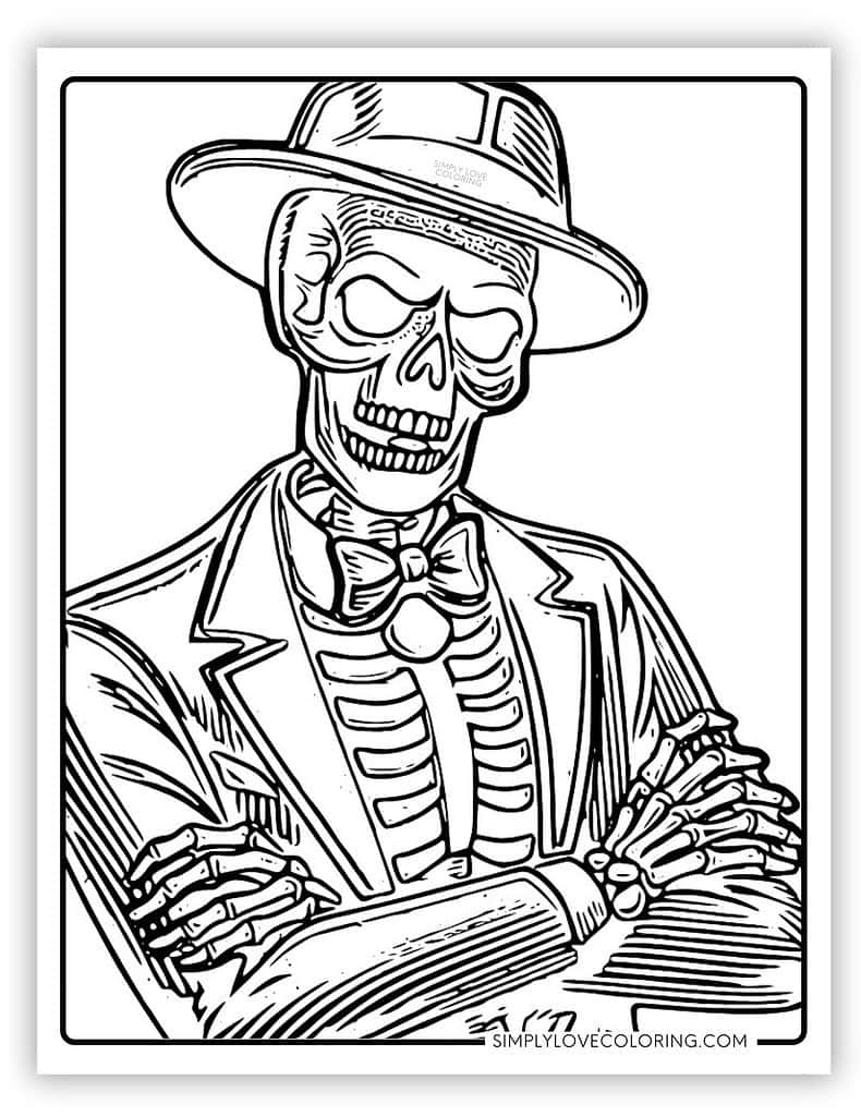 Skeleton Coloring Pages Free PDF Printables Simply Love Coloring