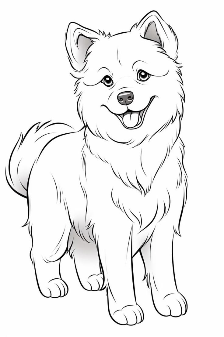 Smiling Fluffy Dog Cute Anime Dog