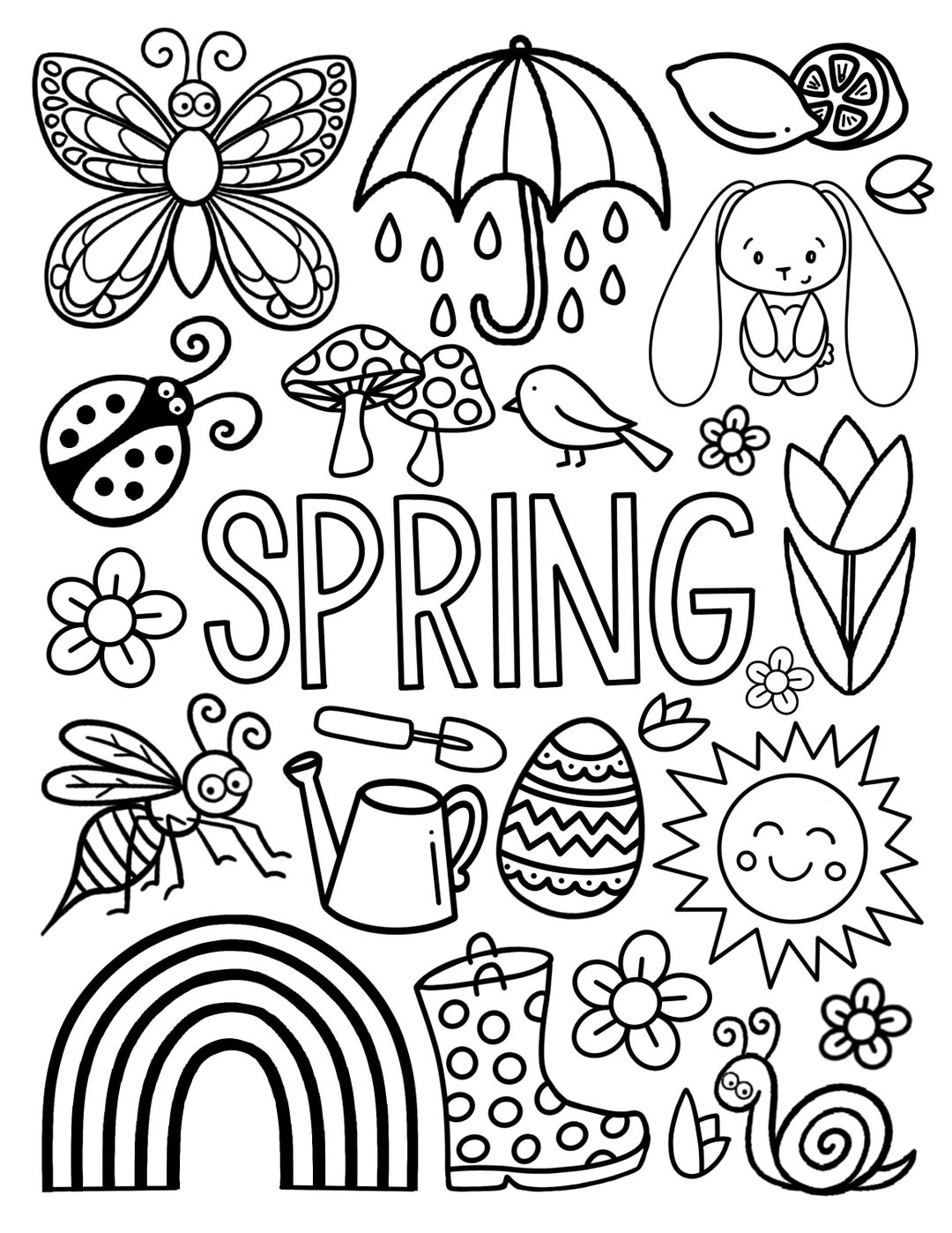 Spring Coloring Page Etsy Canada