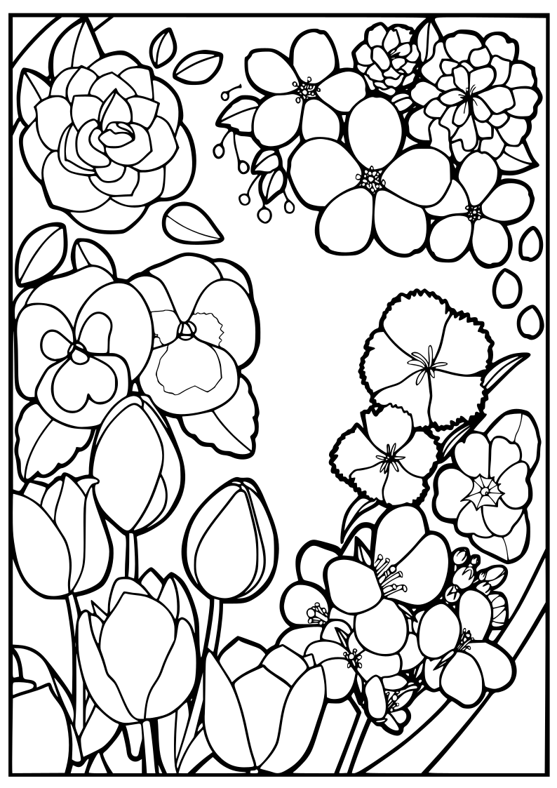 spring flower coloring sheets