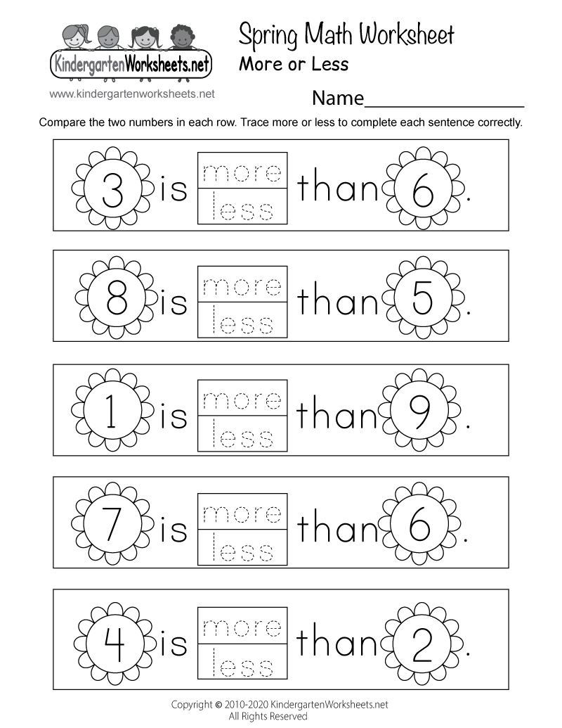 free kindergarten worksheets printable