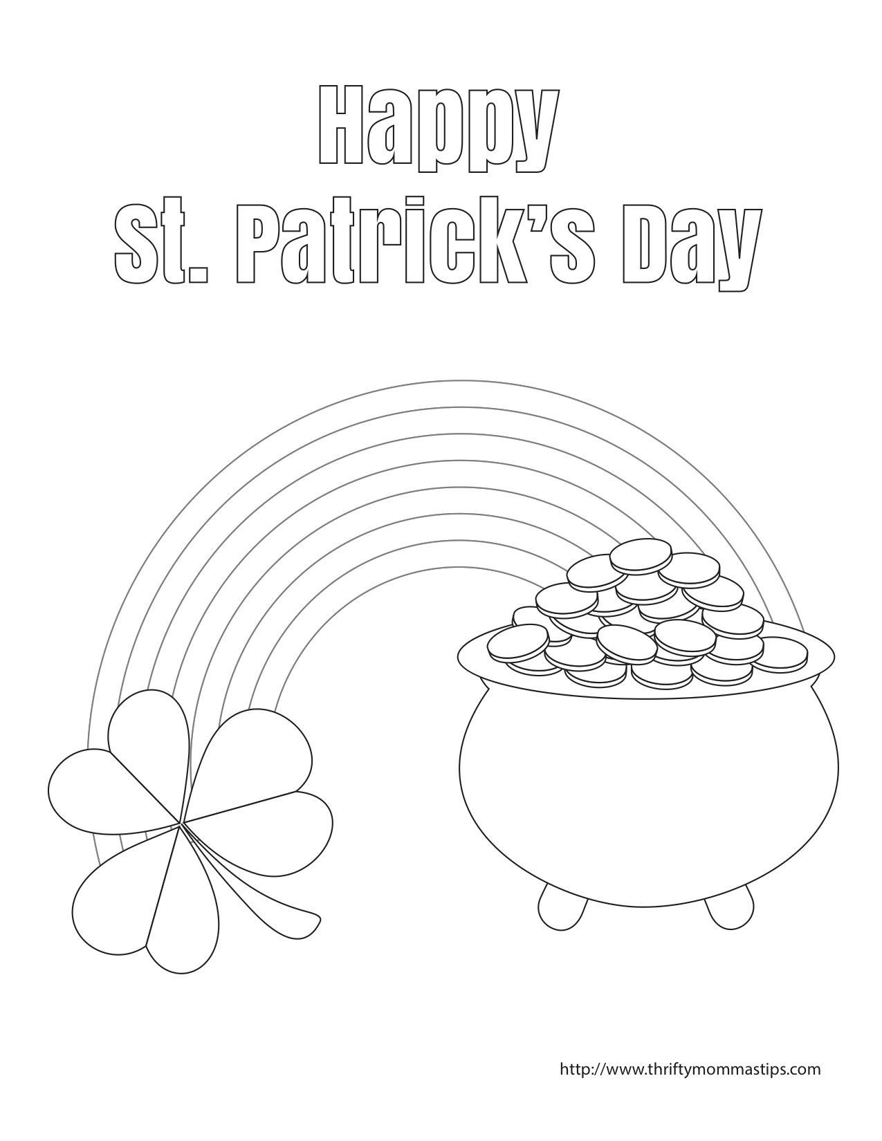 St Patrick s Day Pot Of Gold Coloring Page Thrifty Mommas Tips