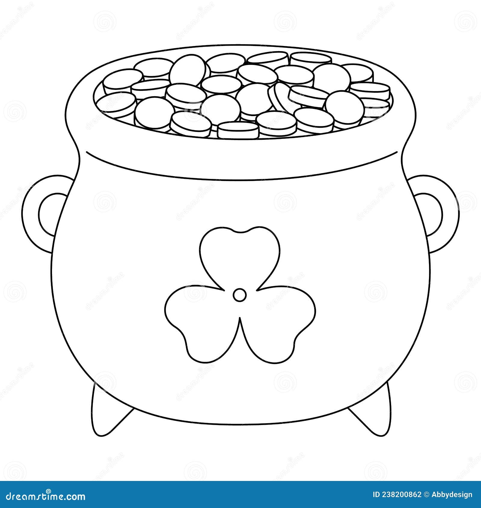 St Patricks Day Pot Gold Coloring Page For Kids Stock Vector Illustration Of Gold Colouring 238200862